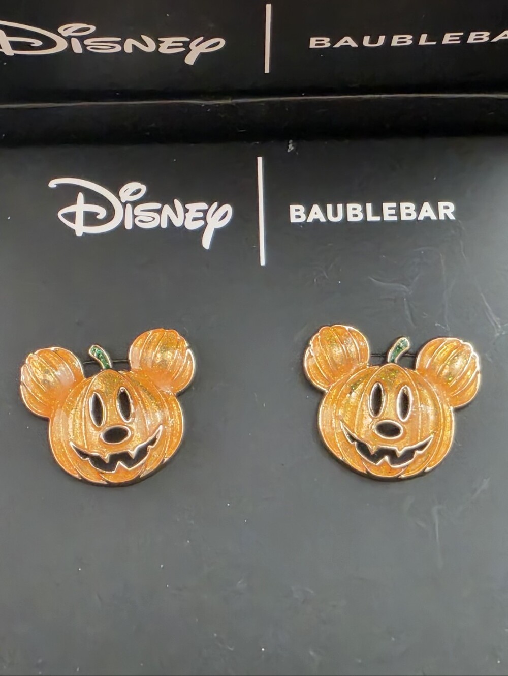 Disney BaubleBar Pumpkin Mickey Stud Earrings Hallowern NEW